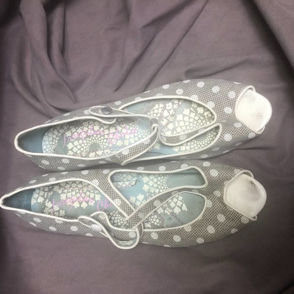 Size 39 Irregular Choice Mary Jane, peep toe, kitten heel, polka dotted, shoes. - Picture 2 of 10